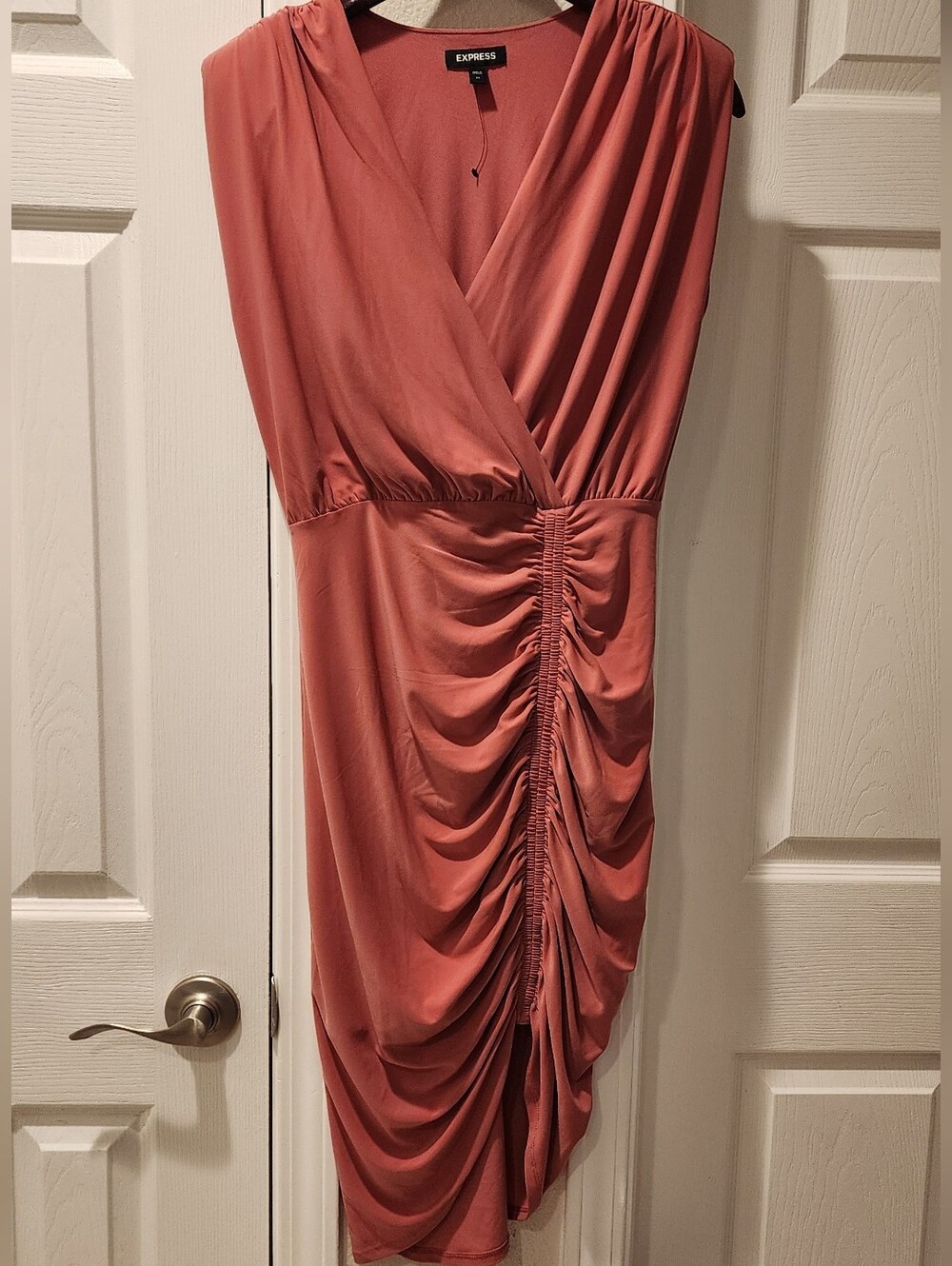 GUESS Dusty Coral Ruched High-Low Dress